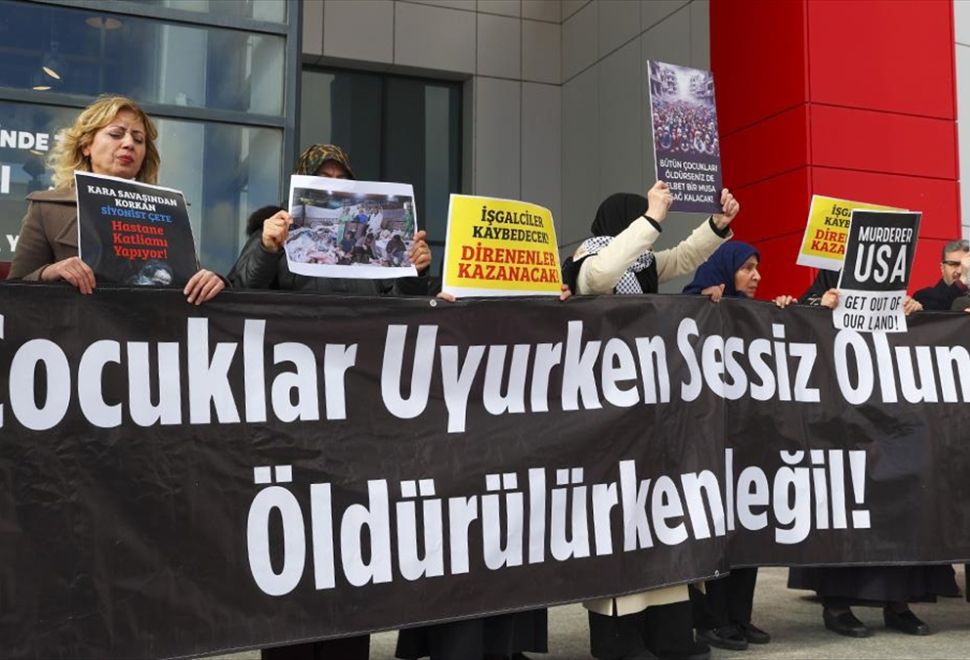 BM Ofisi Önünde Filistin'e Saldırılar Protesto Edildi