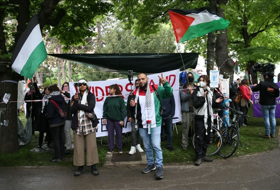 Viyana Üniversitesi'nde Filistin'e Destek Gösterisi 