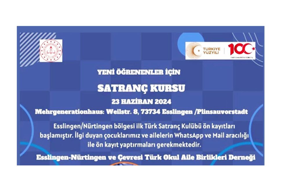 Baden-Württemberg'in İlk Türk Satranç Kulübü Esslingen'de Açılıyor