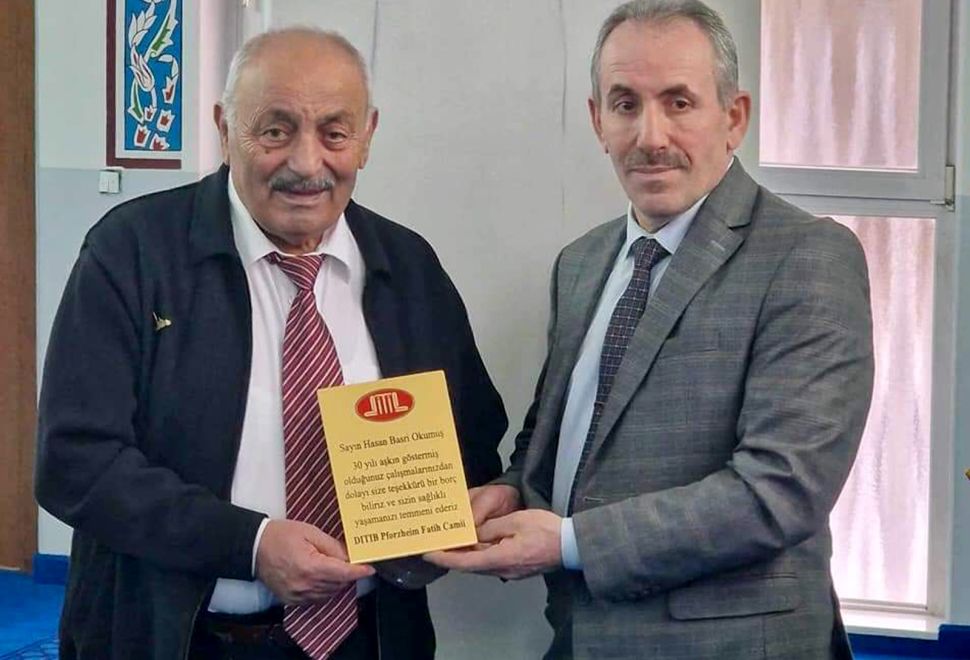 30 yıl DİTİB cami yönetiminde özveriyle çalışan başkan Okumuş'a anlamlı veda