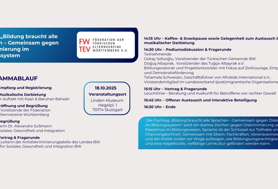 Eğitimde Ayrımcılığa Karşı Güçlü Ses, Stuttgart'ta Önemli Bir Uzmanlık Günü Düzenleniyor